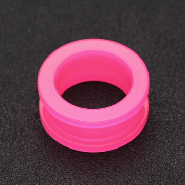 Detail View 1 of A Pair of Neon Colored UV Acrylic Screw-Fit Ear Gauge Tunnel Plug-Pink